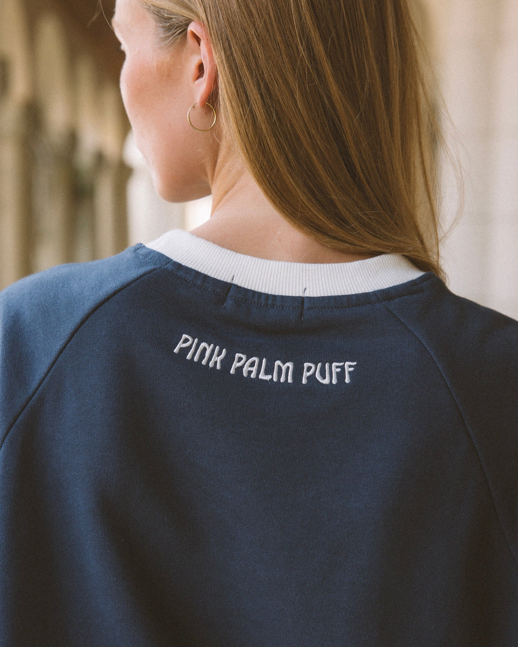 Classic Crew, ribbed crew neckline and relaxed fit, in True Navy - coastal preppy aesthetic beach style by Pink Palm Puff