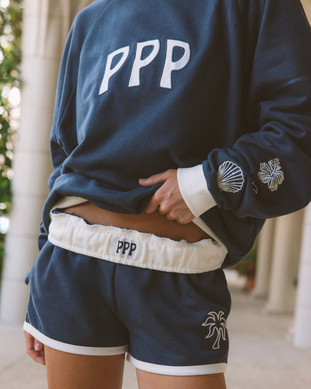 Classic Crew, ribbed crew neckline and relaxed fit, in True Navy - coastal preppy aesthetic beach style by Pink Palm Puff