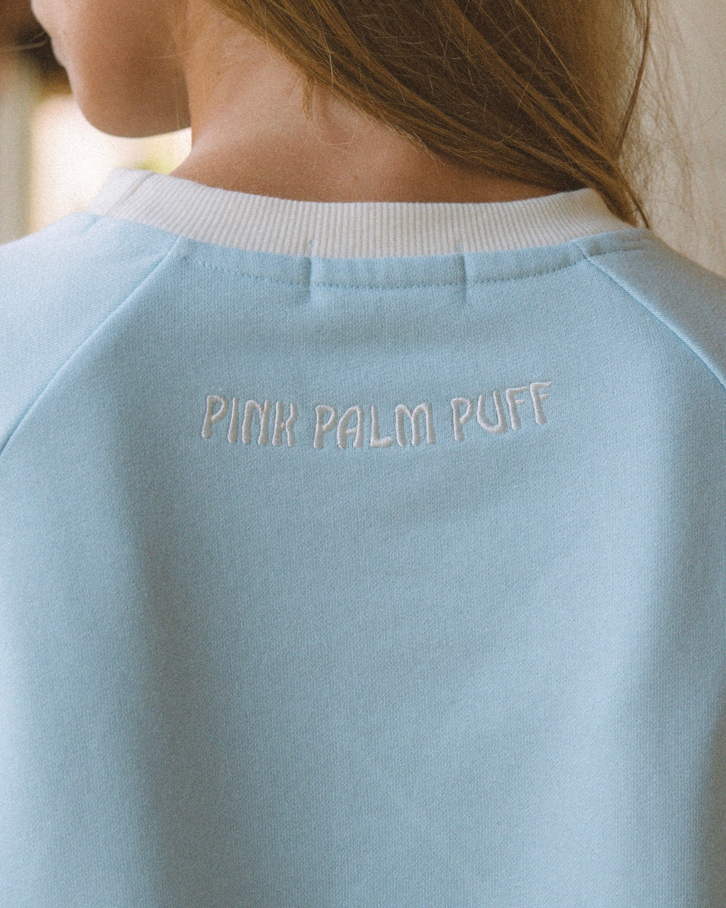 Classic Crew, ribbed crew neckline and relaxed fit, in Blue Breeze - coastal preppy aesthetic beach style by Pink Palm Puff