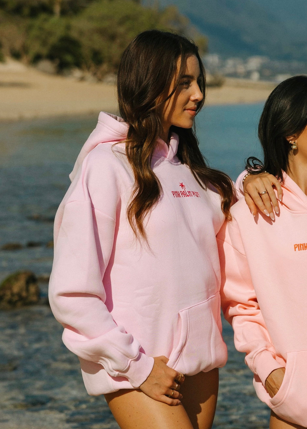 Classic Puff Hoodie, adjustable drawstring hood and pocket, in Blush - coastal preppy aesthetic beach style by Pink Palm Puff