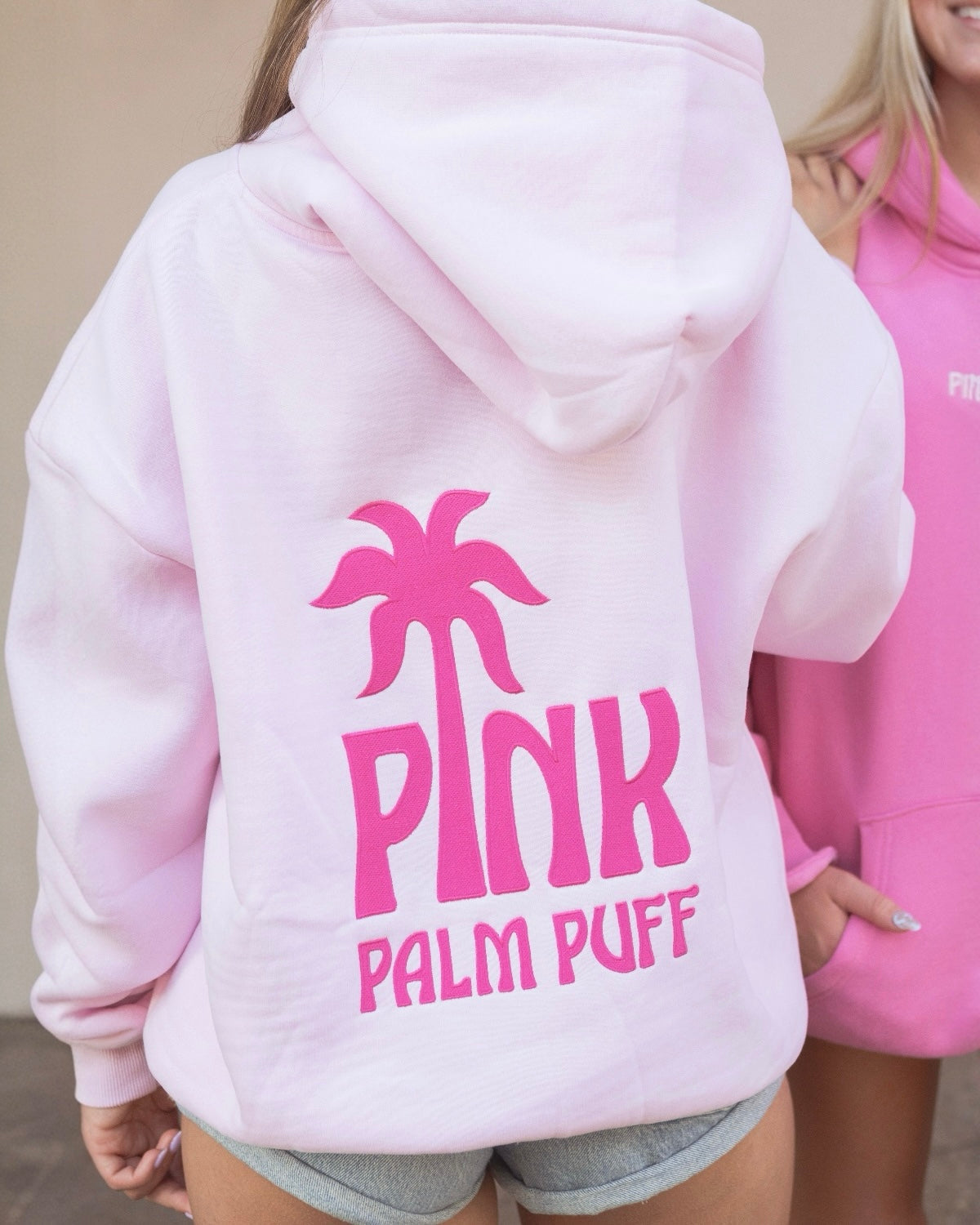 Classic Puff Hoodie, adjustable drawstring hood and pocket, in Blush - coastal preppy aesthetic beach style by Pink Palm Puff