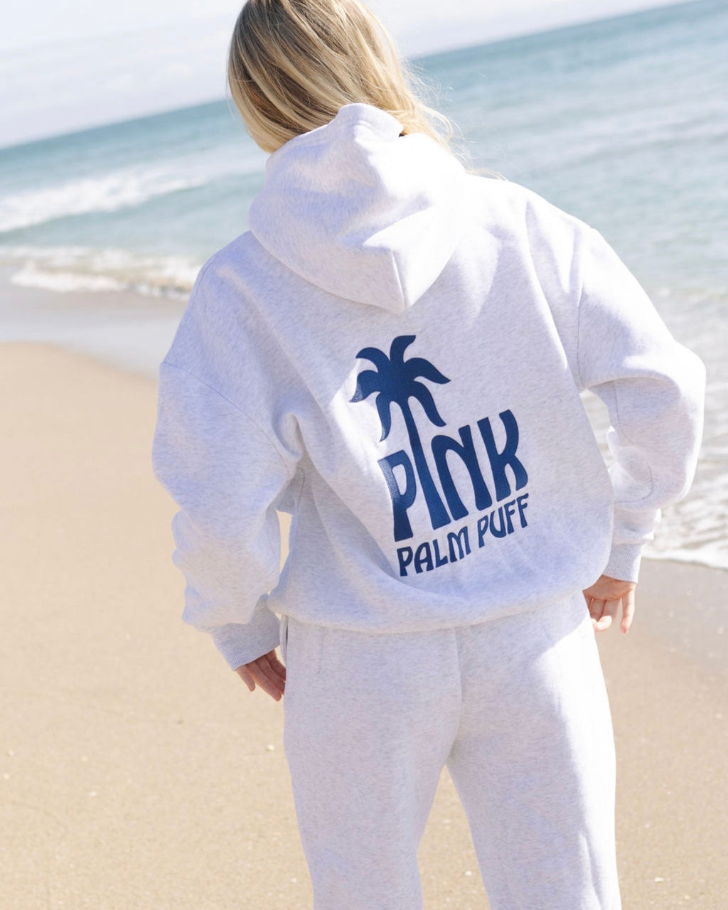 Classic Puff Hoodie, adjustable drawstring hood and pocket, in Cloud - coastal preppy aesthetic beach style by Pink Palm Puff