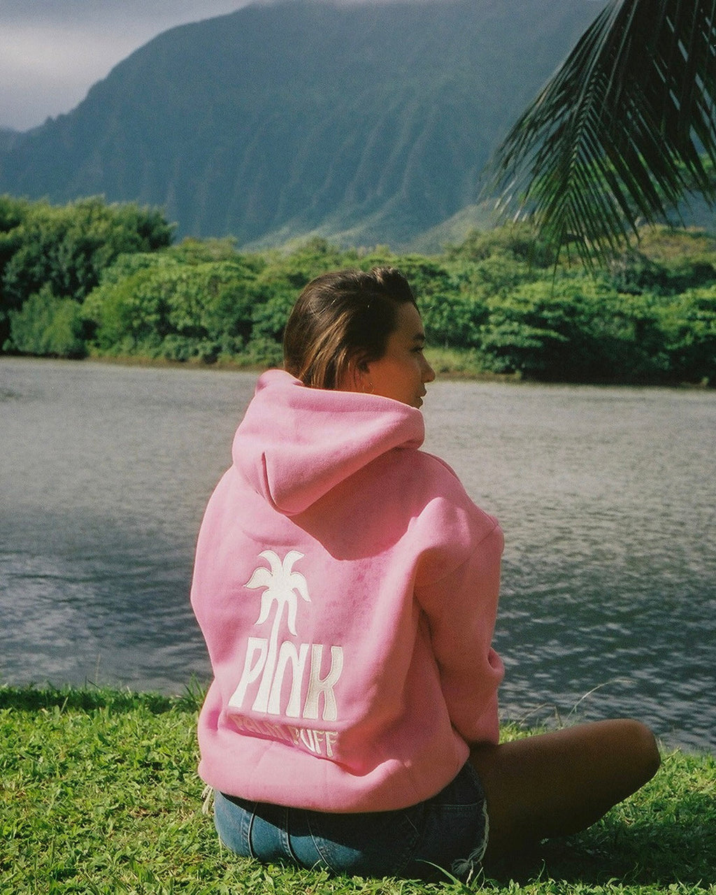 Classic Puff Hoodie, adjustable drawstring hood and pocket, in Raspberry - coastal preppy aesthetic beach style by Pink Palm Puff