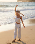 Classic Sweatpants, relaxed fit with an elastic waistband and side pockets, in Cloud - coastal preppy aesthetic beach style by Pink Palm Puff