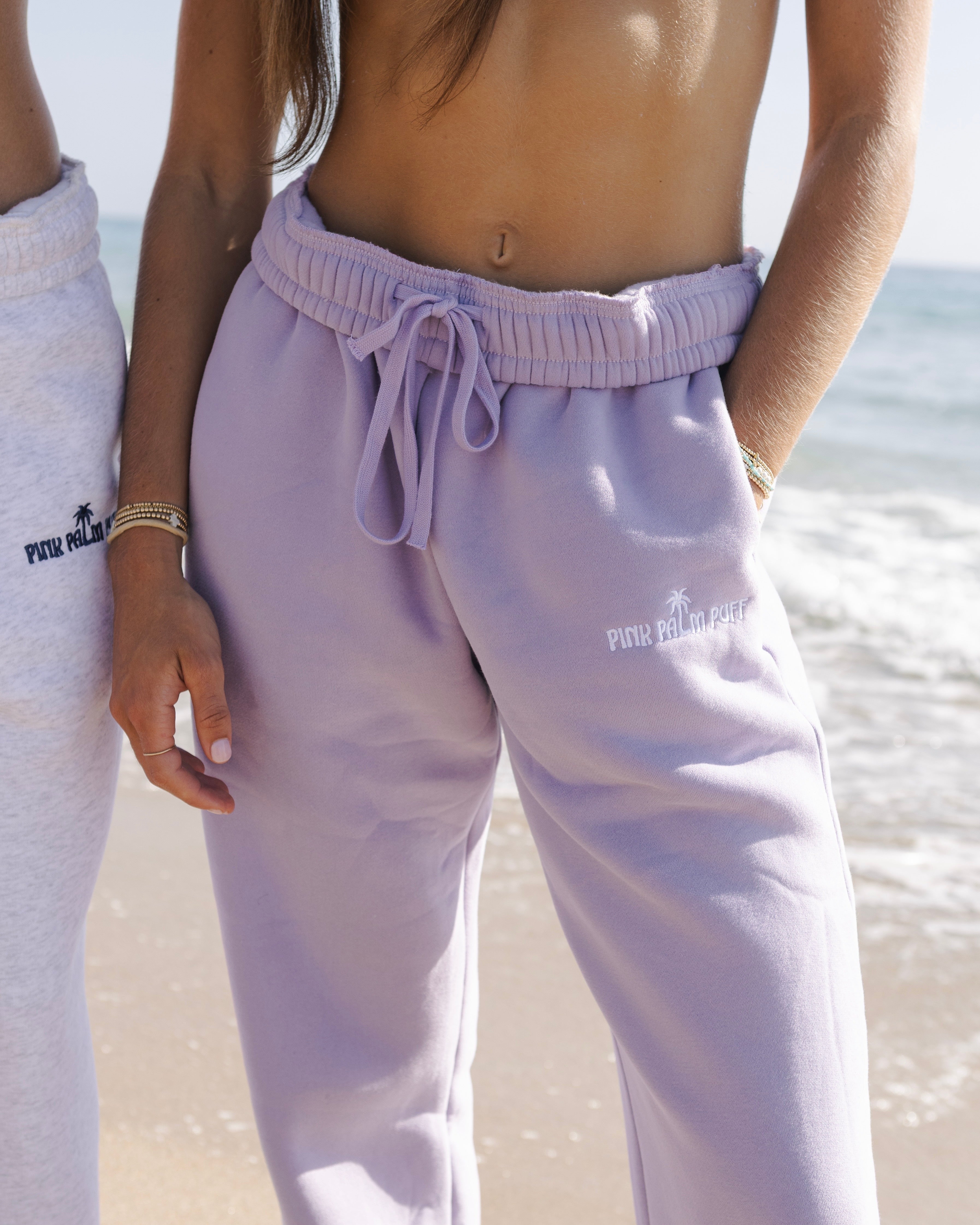 Classic Sweatpants, relaxed fit with an elastic waistband and side pockets, in Orchid - coastal preppy aesthetic beach style by Pink Palm Puff