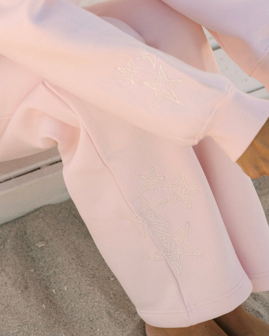 "Lacy" Wideleg Sweatpants, relaxed wide-leg fit with an elastic waistband, in Angel Pink - coastal preppy aesthetic beach style by Pink Palm Puff