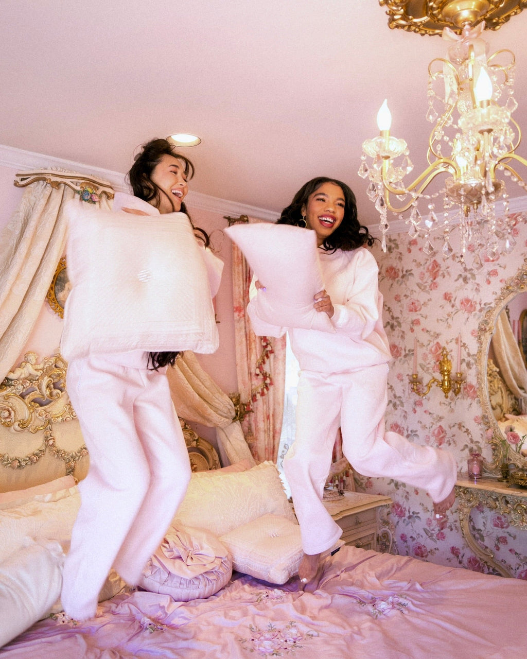 "Lacy" Wideleg Sweatpants, relaxed wide-leg fit with an elastic waistband, in Angel Pink - coastal preppy aesthetic beach style by Pink Palm Puff