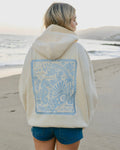 "Live in the Moment" Hoodie, adjustable drawstring hood and pocket, in Sand - coastal preppy aesthetic beach style by Pink Palm Puff
