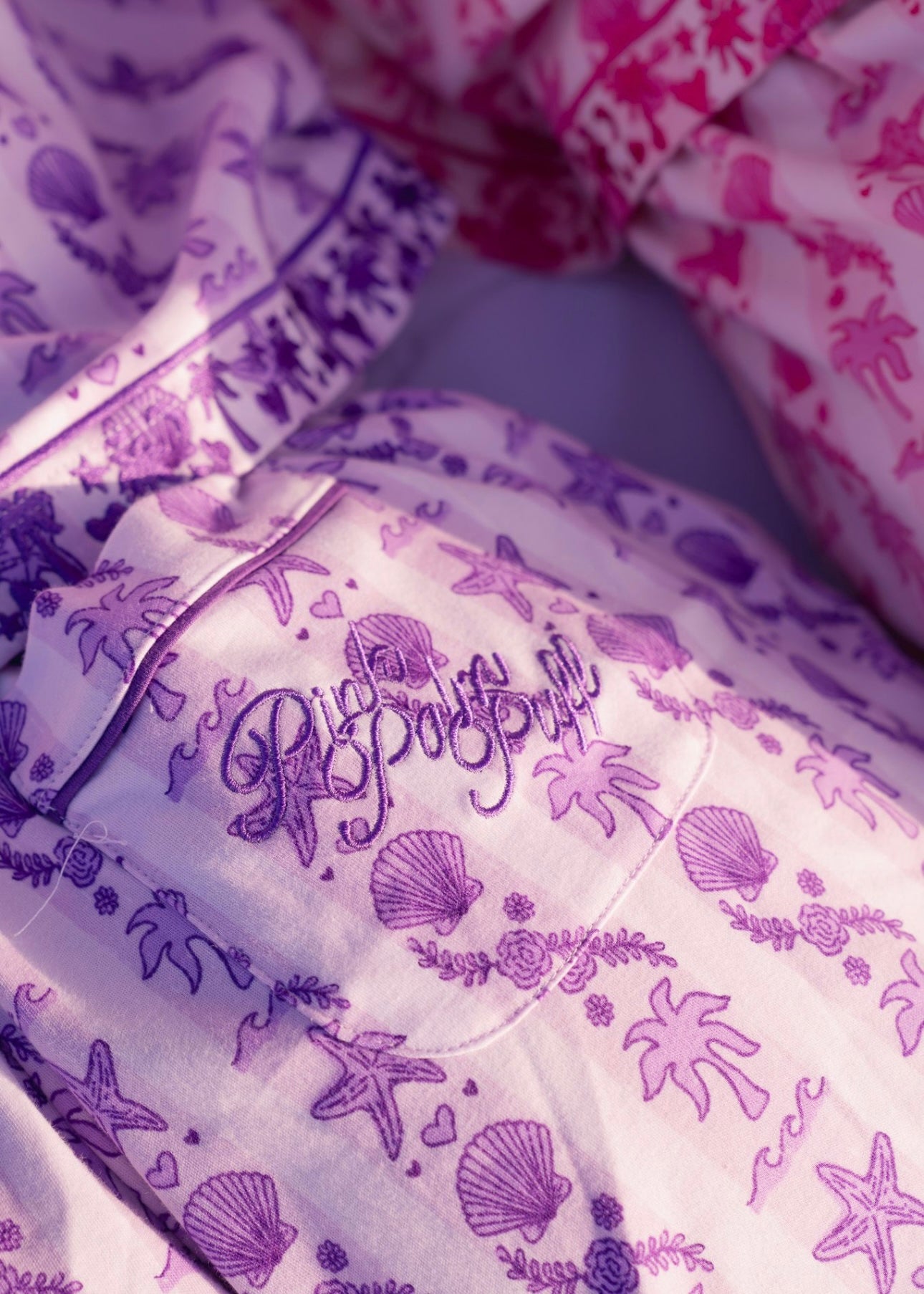 Pink Palm Pajamas, soft, breathable fabric, in Twilight - coastal preppy aesthetic beach style by Pink Palm Puff