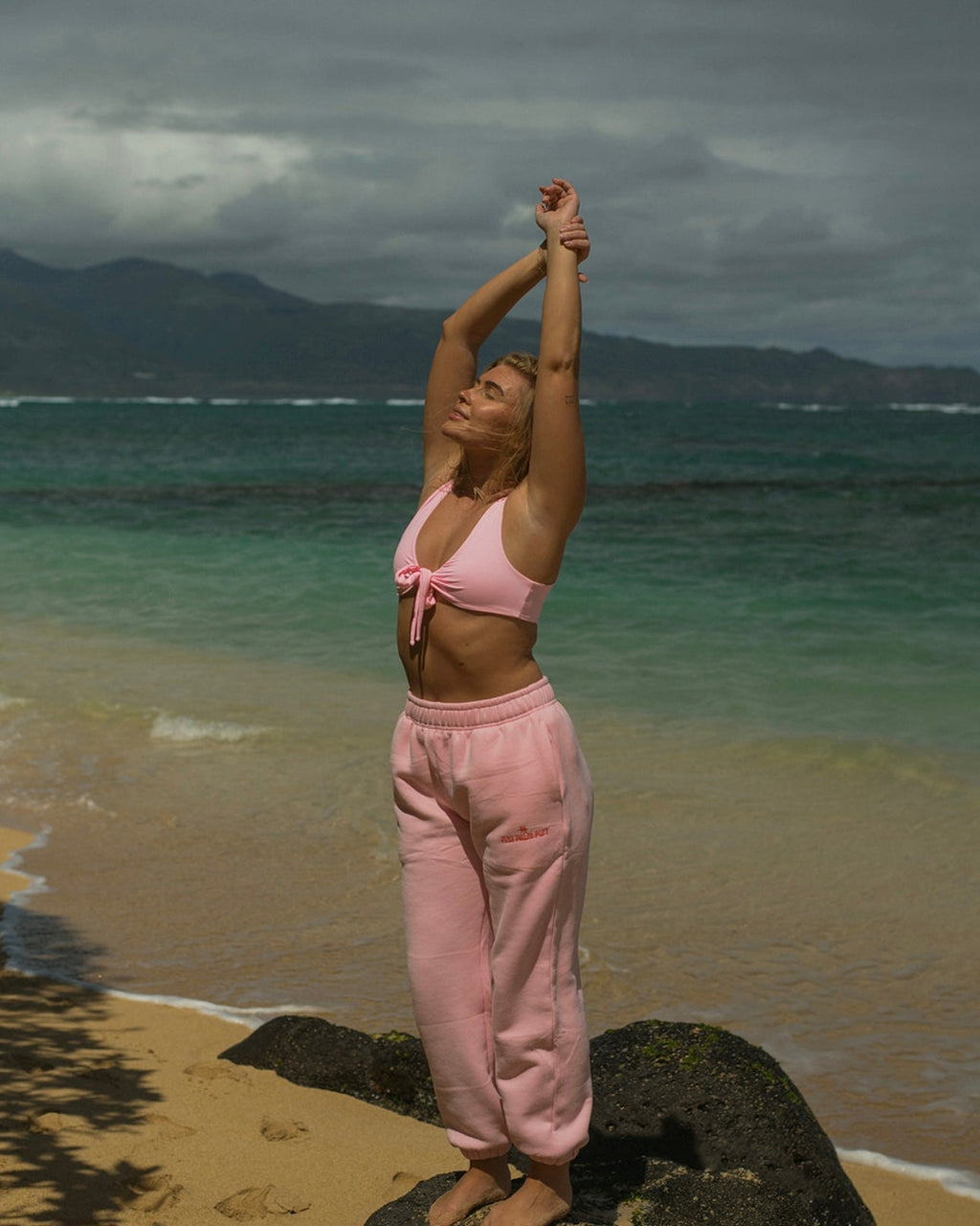 Puff Sweatpants, relaxed fit with an elastic waistband and side pockets, in Pink - coastal preppy aesthetic beach style by Pink Palm Puff