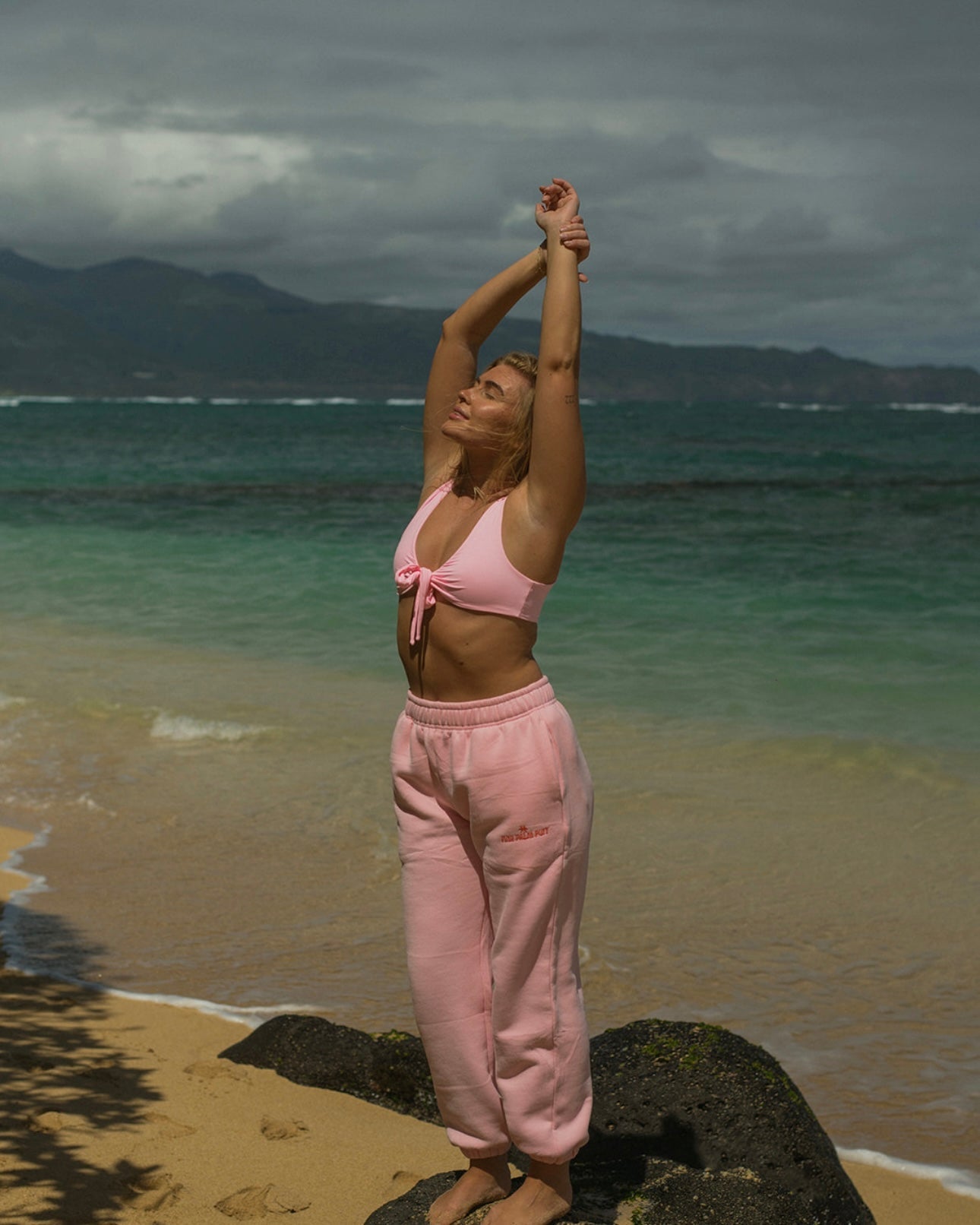 Puff Sweatpants, relaxed fit with an elastic waistband and side pockets, in Pink - coastal preppy aesthetic beach style by Pink Palm Puff