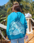 "Under the Sea" Relaxed Hoodie, relaxed fit with an adjustable drawstring hood and pocket, in Deep Blue - coastal preppy aesthetic beach style by Pink Palm Puff